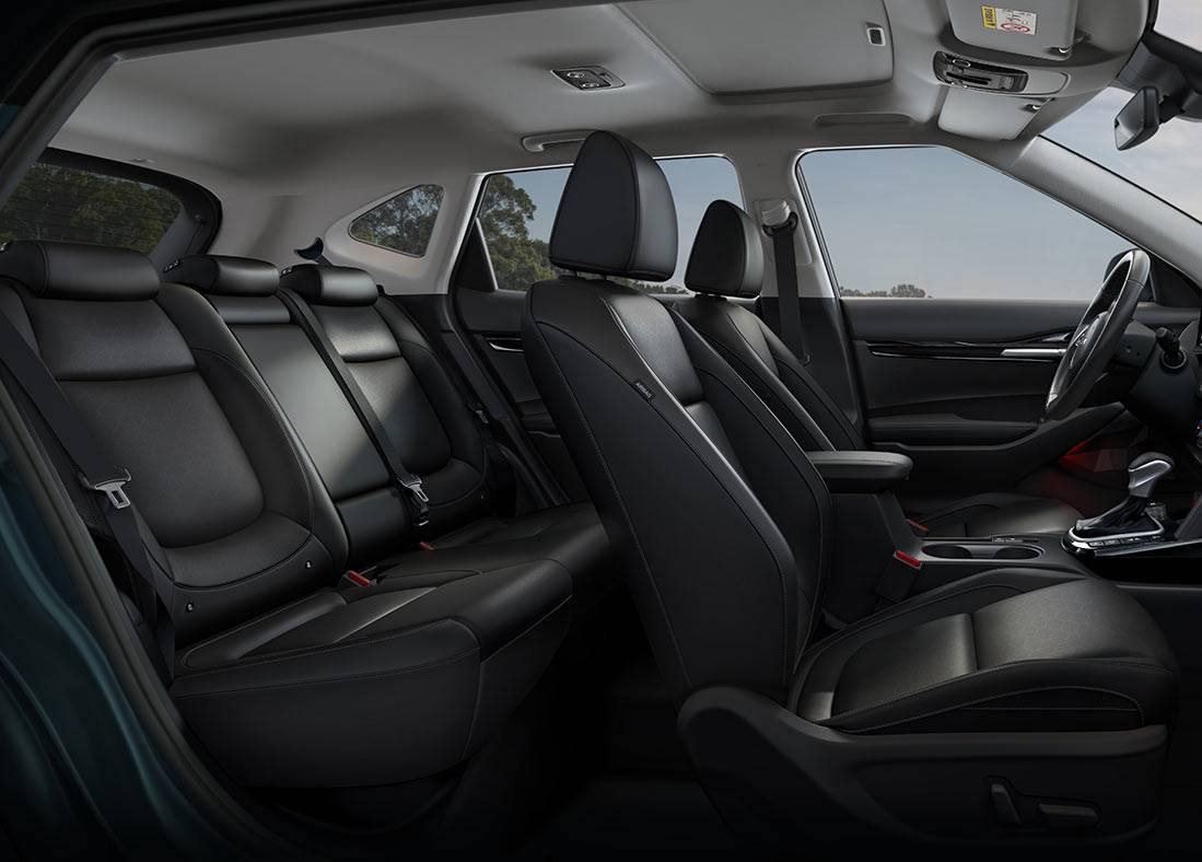 The leather front and second row seating of the 2026 Kia Seltos